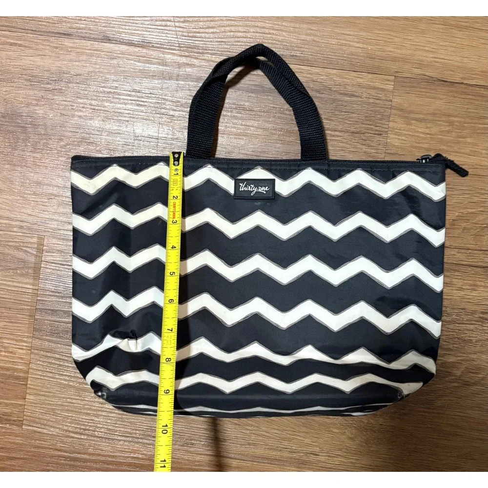 Thirty-One Thermal Tote Black White Chevron Insulated Lunch Bag
